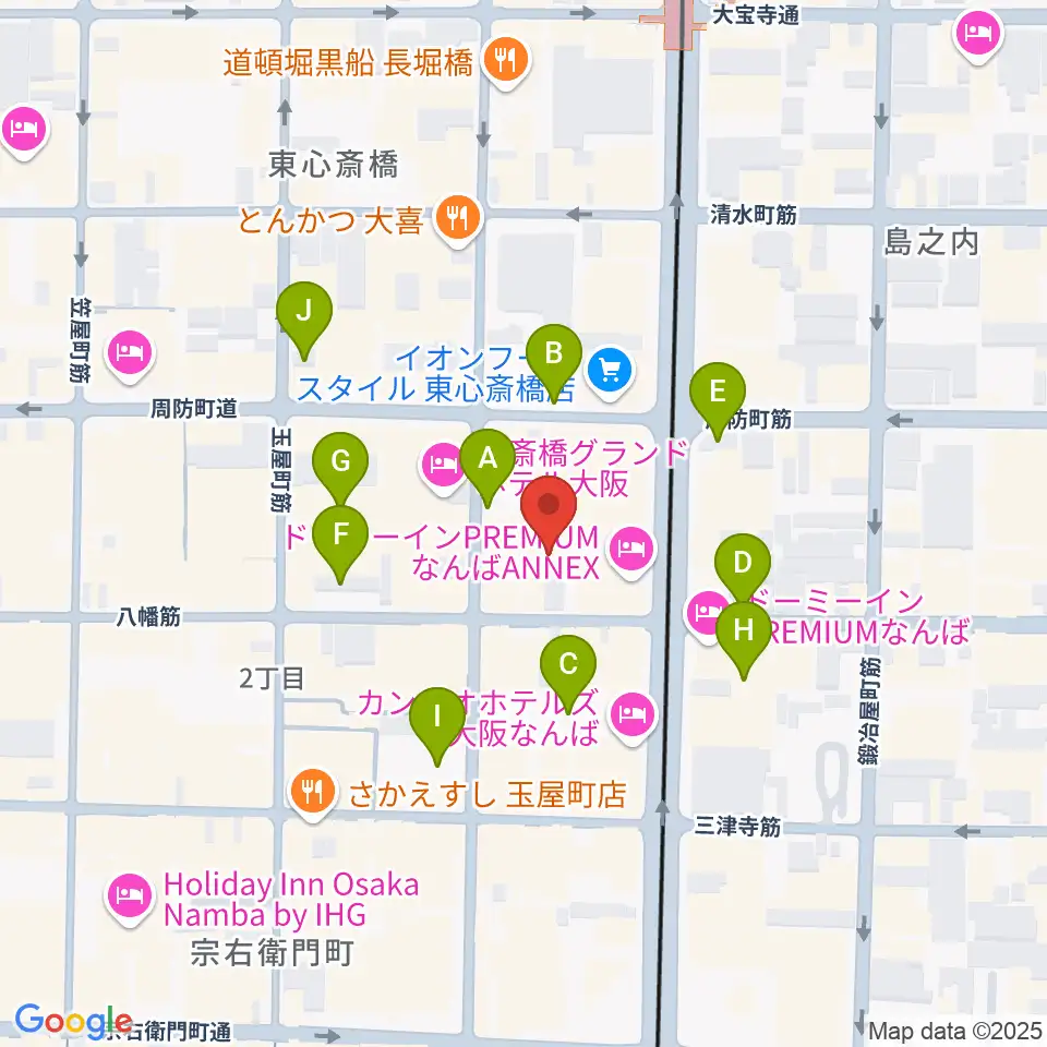 P4 STUDIO東心斎橋店周辺の駐車場・コインパーキング一覧地図