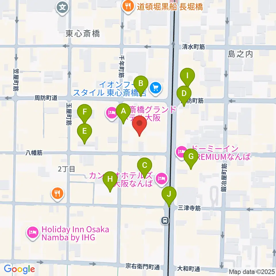 P4 STUDIO東心斎橋店周辺の駐車場・コインパーキング一覧地図