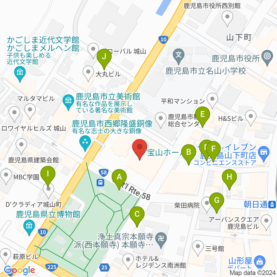 宝山ホール周辺の駐車場・コインパーキング一覧地図