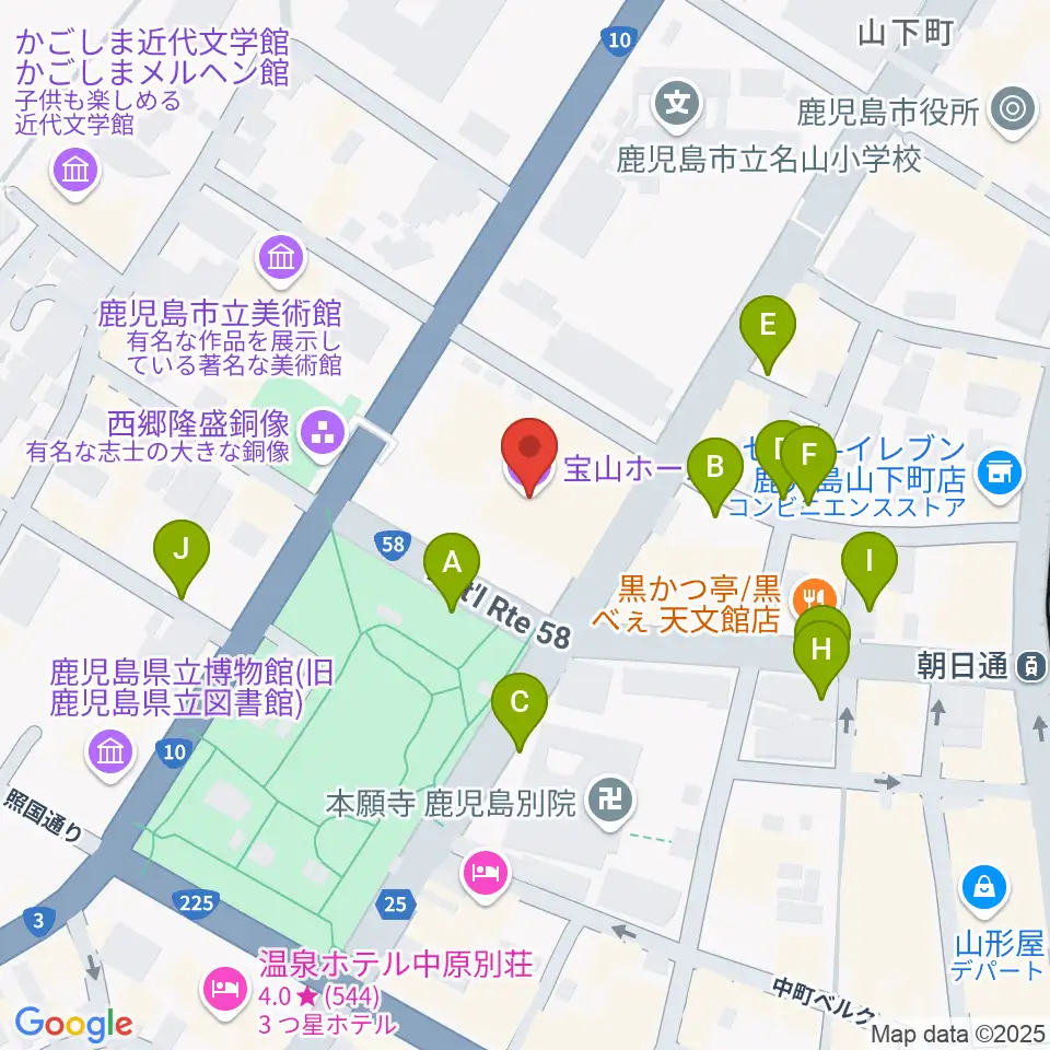 宝山ホール周辺の駐車場・コインパーキング一覧地図