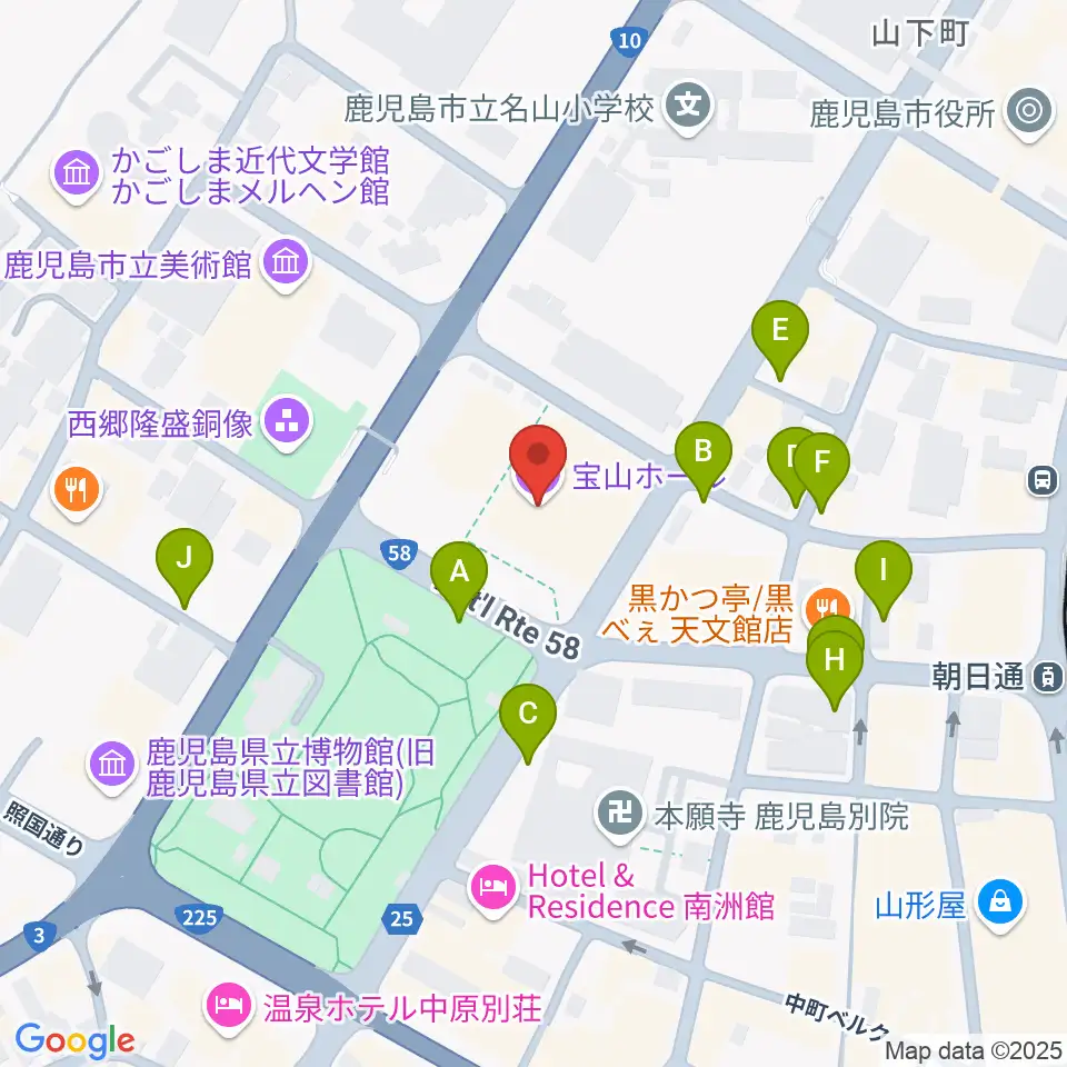 宝山ホール周辺の駐車場・コインパーキング一覧地図