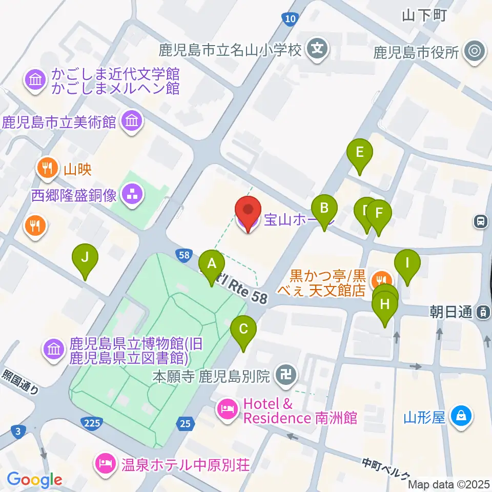 宝山ホール周辺の駐車場・コインパーキング一覧地図