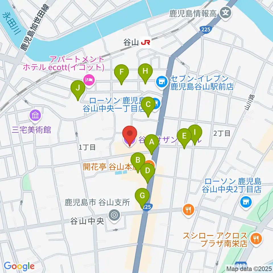 谷山サザンホール周辺の駐車場・コインパーキング一覧地図