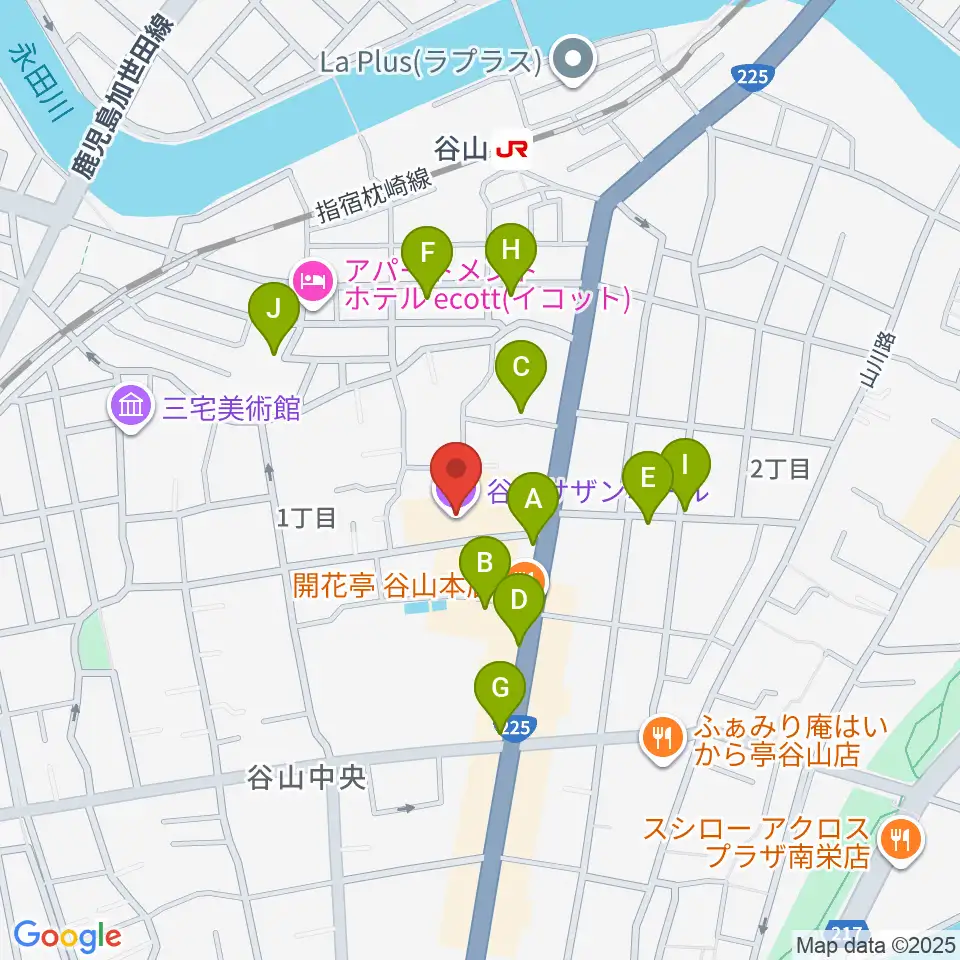 谷山サザンホール周辺の駐車場・コインパーキング一覧地図