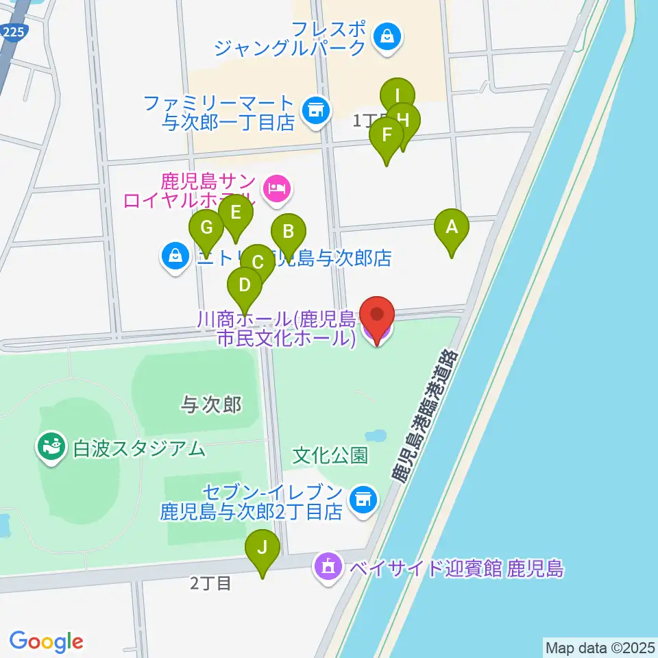 川商ホール周辺の駐車場・コインパーキング一覧地図