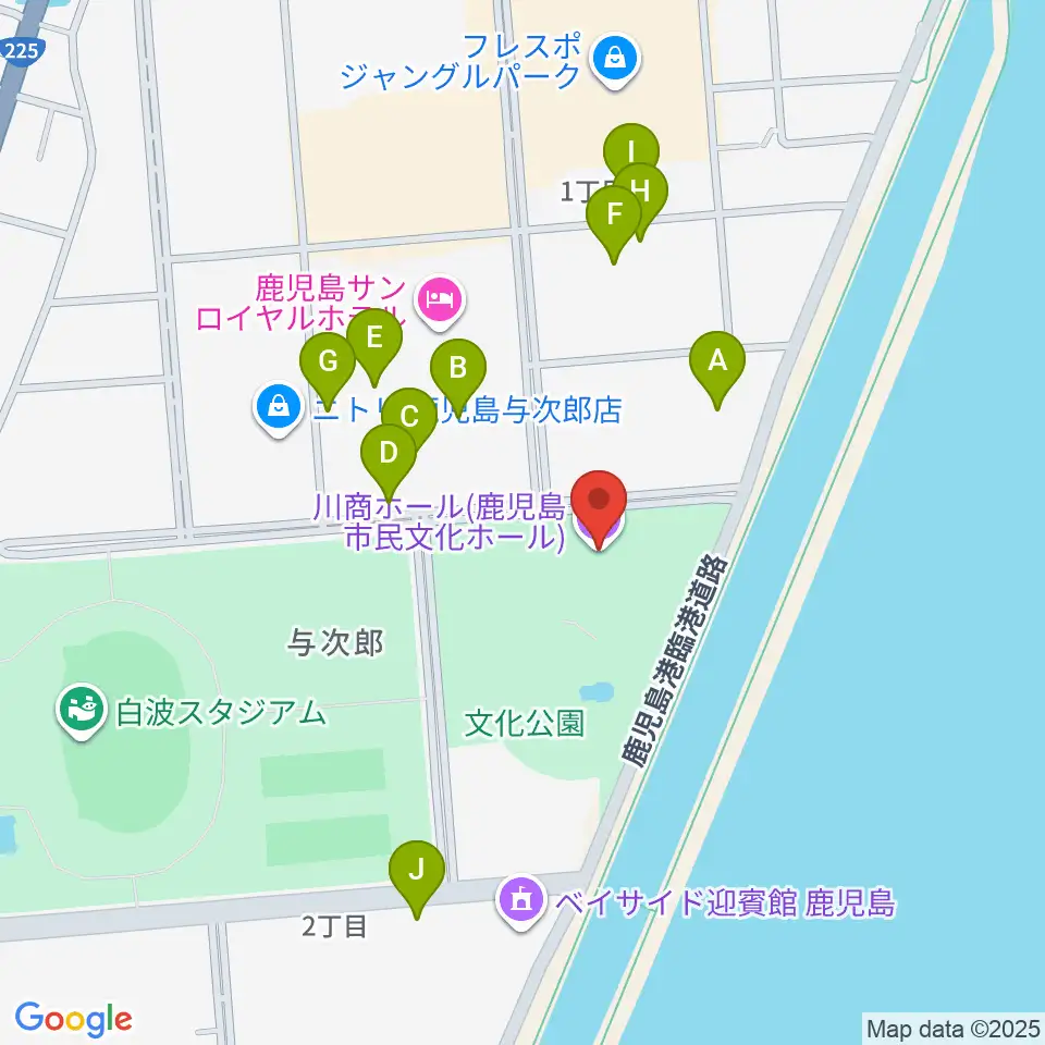 川商ホール周辺の駐車場・コインパーキング一覧地図