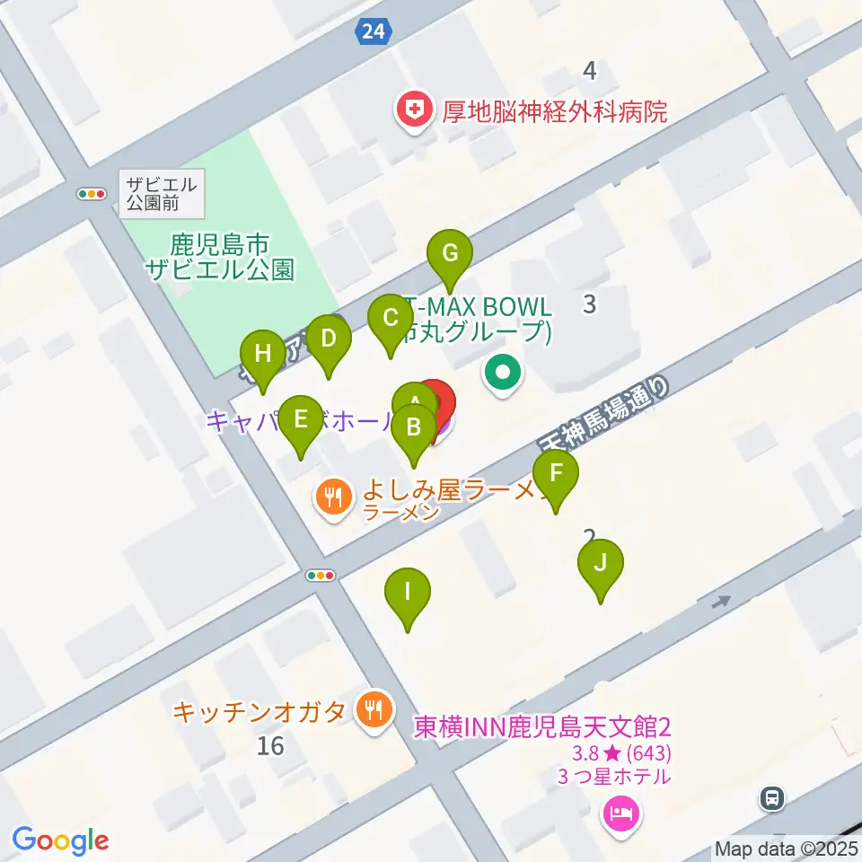鹿児島キャパルボホール周辺の駐車場・コインパーキング一覧地図