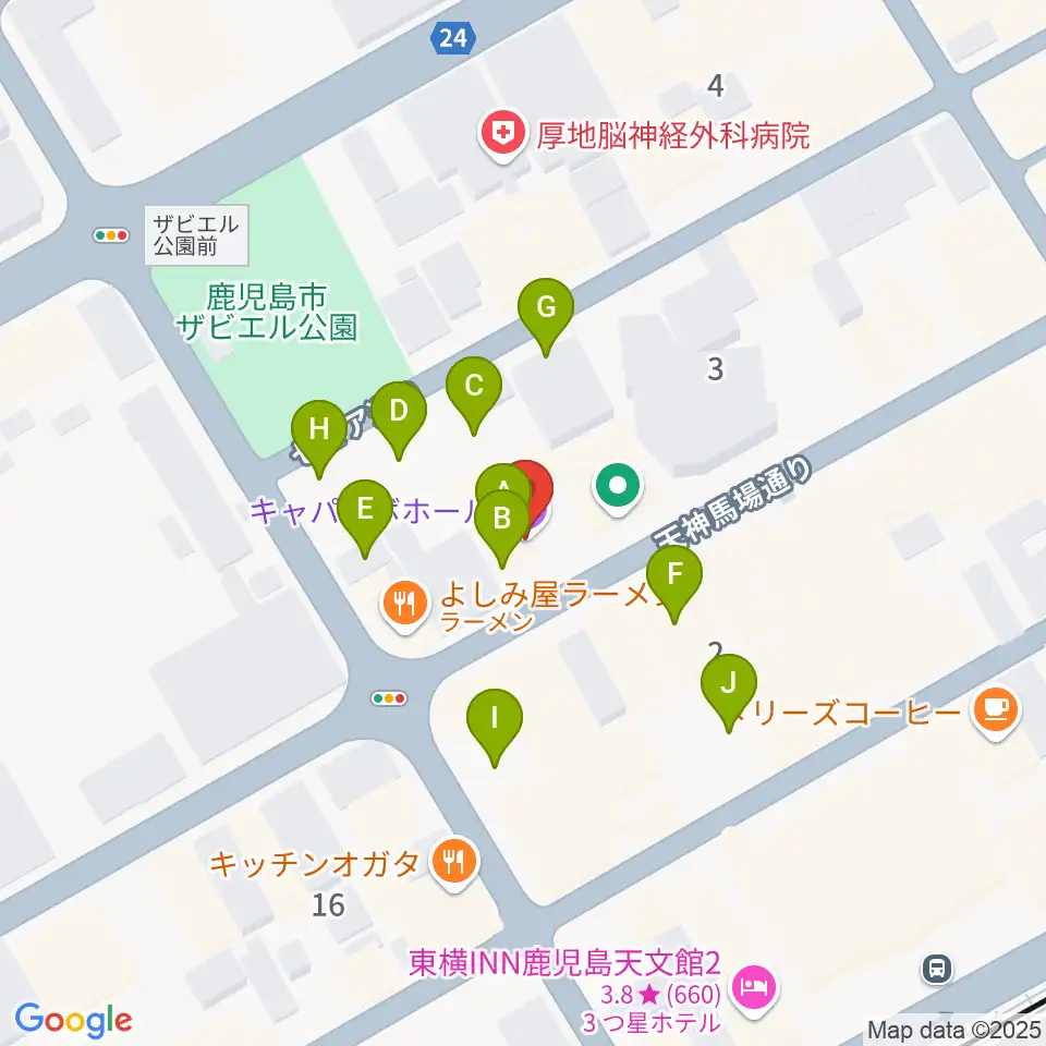 鹿児島キャパルボホール周辺の駐車場・コインパーキング一覧地図