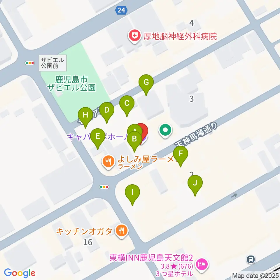 鹿児島キャパルボホール周辺の駐車場・コインパーキング一覧地図