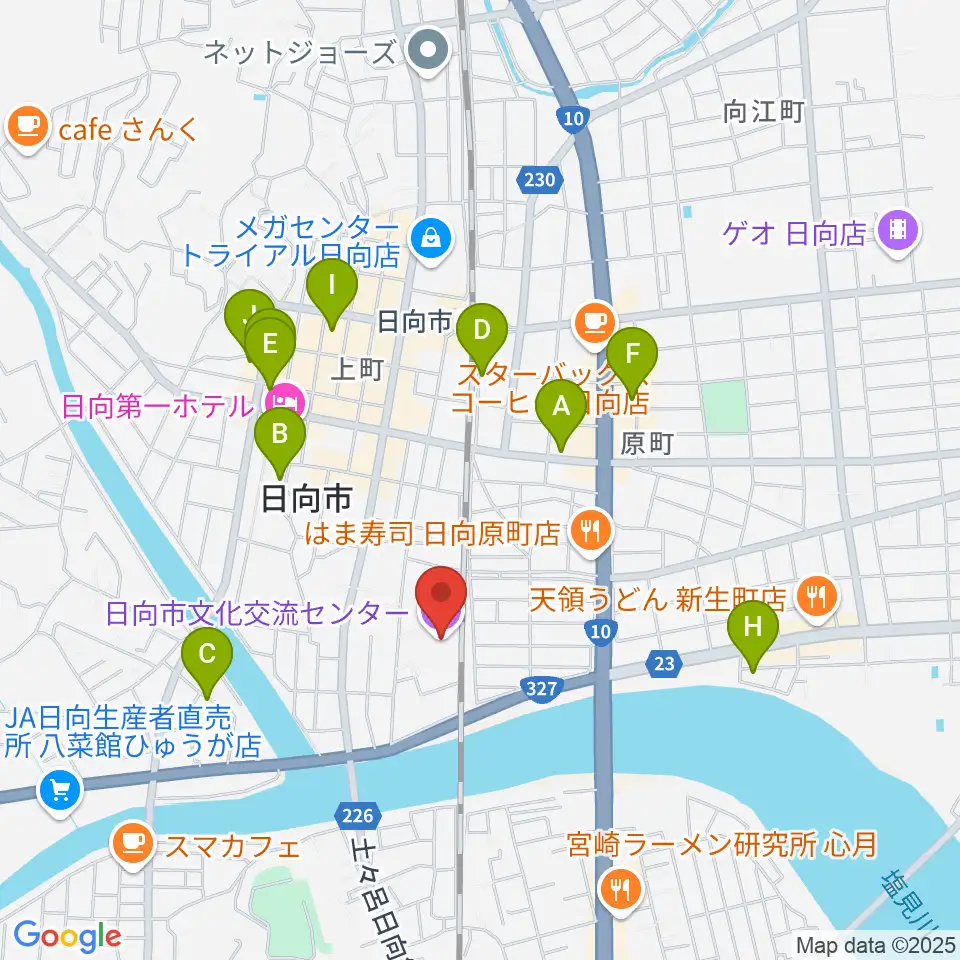 日向市文化交流センター周辺の駐車場・コインパーキング一覧地図