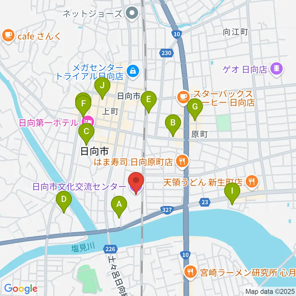 日向市文化交流センター周辺の駐車場・コインパーキング一覧地図