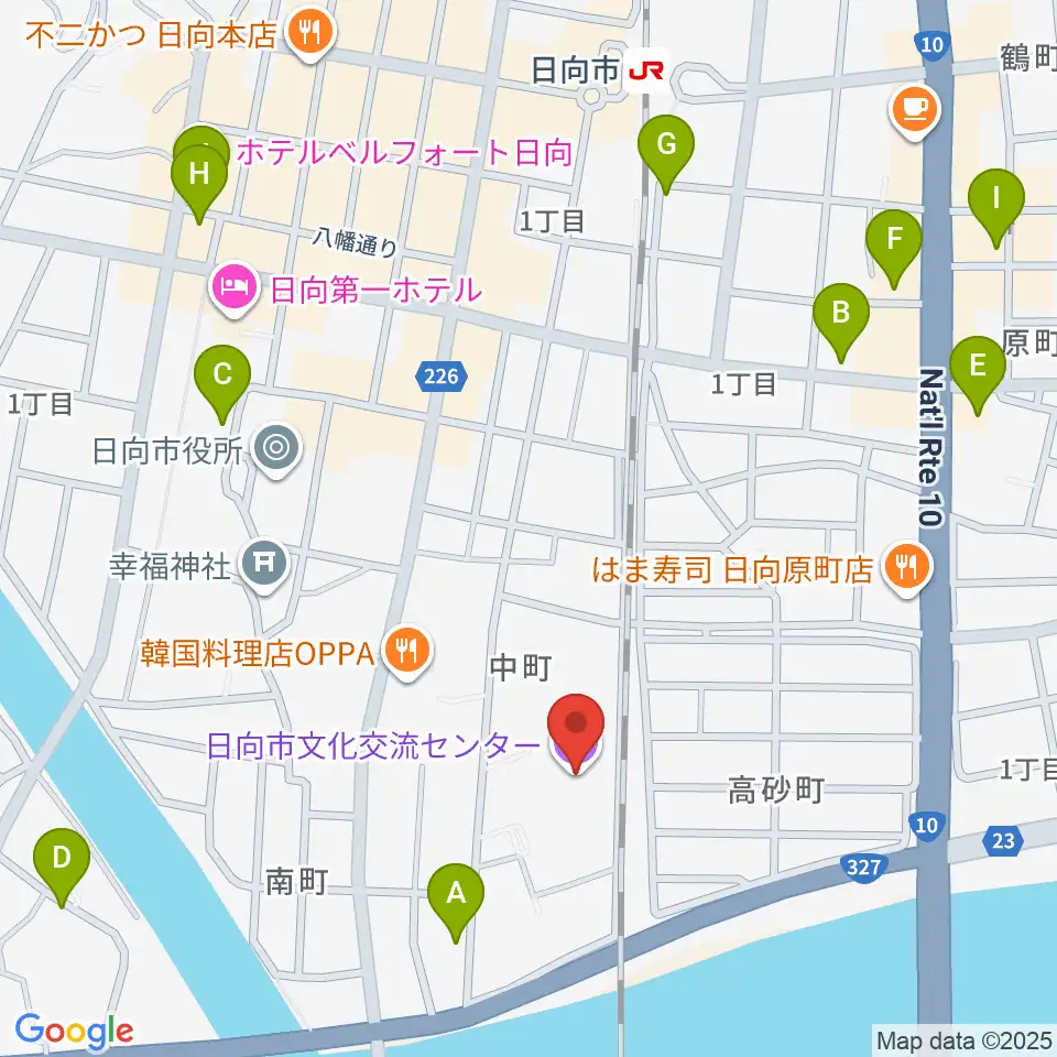 日向市文化交流センター周辺の駐車場・コインパーキング一覧地図