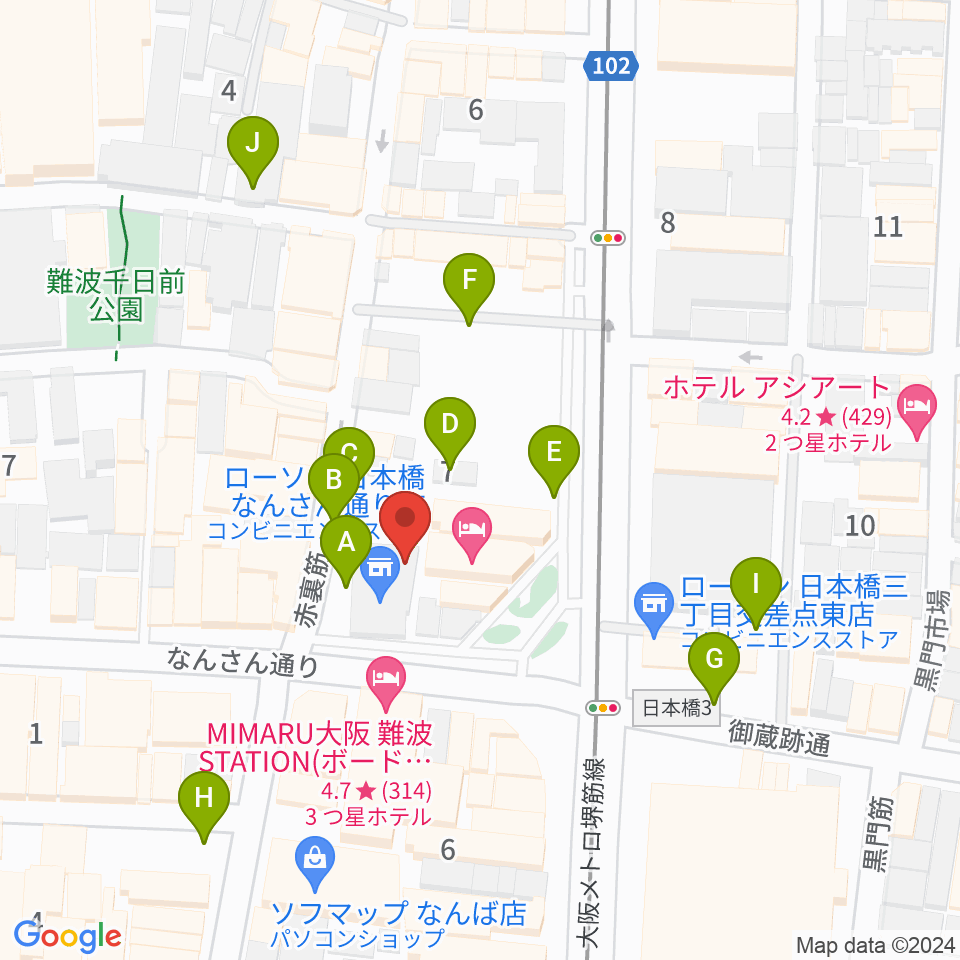 松本楽器M&Gピアノサービスセンター周辺の駐車場・コインパーキング一覧地図