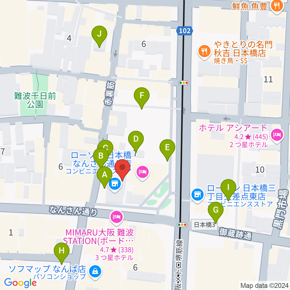 松本楽器M&Gピアノサービスセンター周辺の駐車場・コインパーキング一覧地図