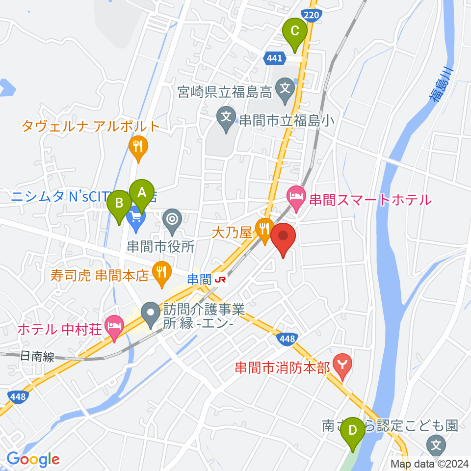 串間市文化会館周辺の駐車場・コインパーキング一覧地図