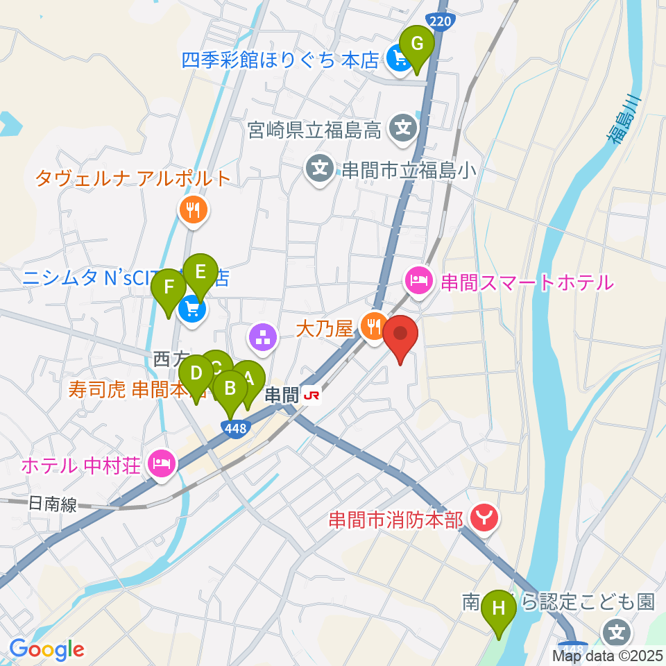 串間市文化会館周辺の駐車場・コインパーキング一覧地図