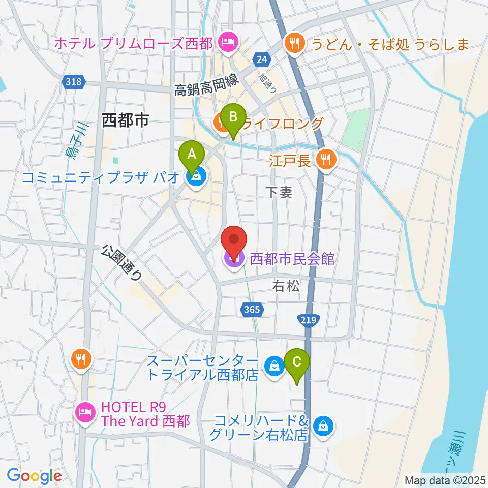 西都市民会館周辺の駐車場・コインパーキング一覧地図