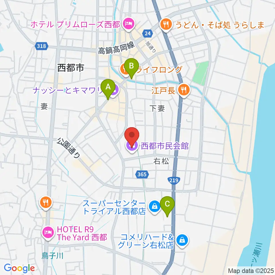 西都市民会館周辺の駐車場・コインパーキング一覧地図