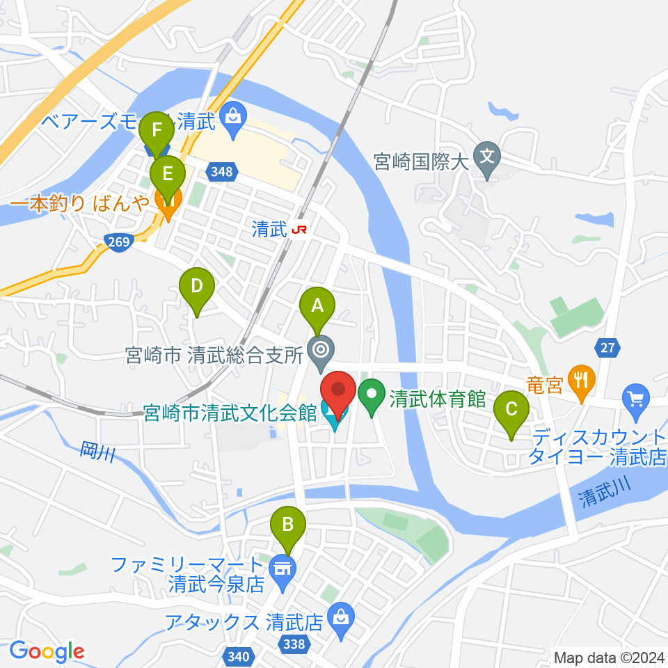宮崎市清武文化会館周辺の駐車場・コインパーキング一覧地図