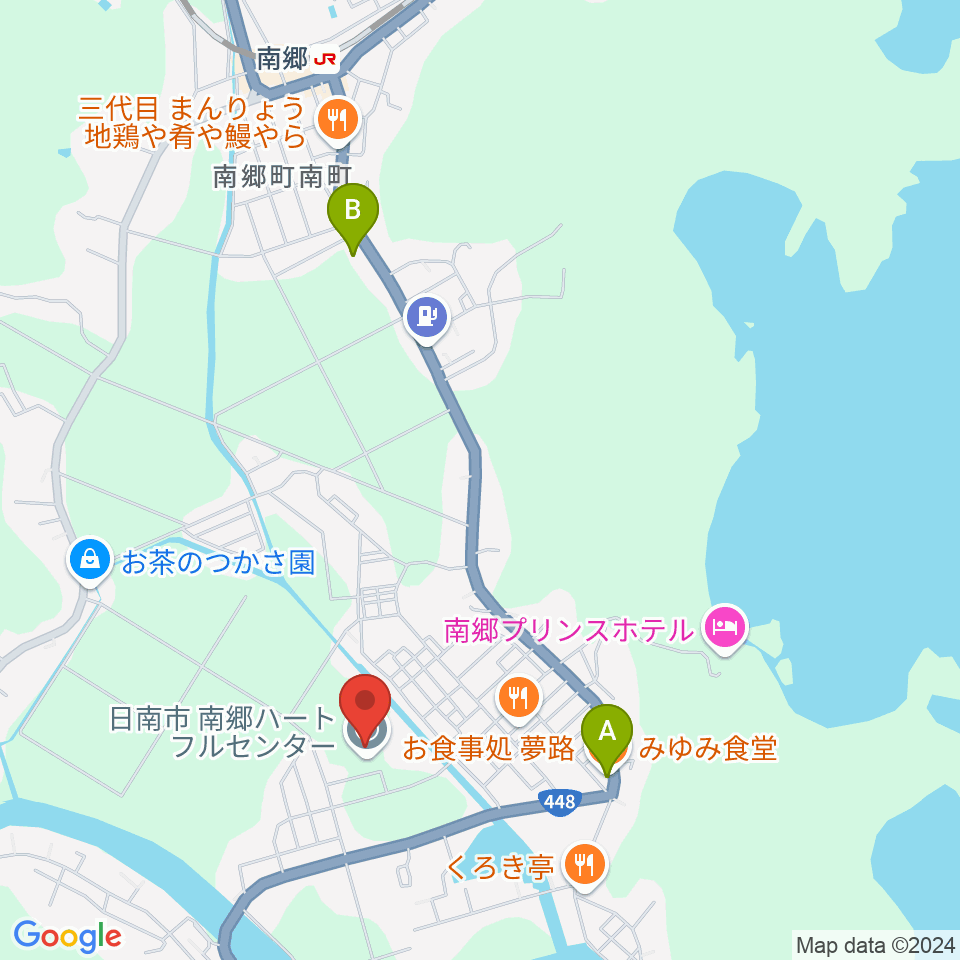 日南市南郷ハートフルセンター周辺の駐車場・コインパーキング一覧地図