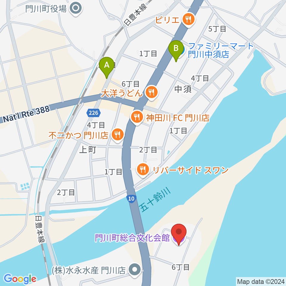 門川町総合文化会館周辺の駐車場・コインパーキング一覧地図