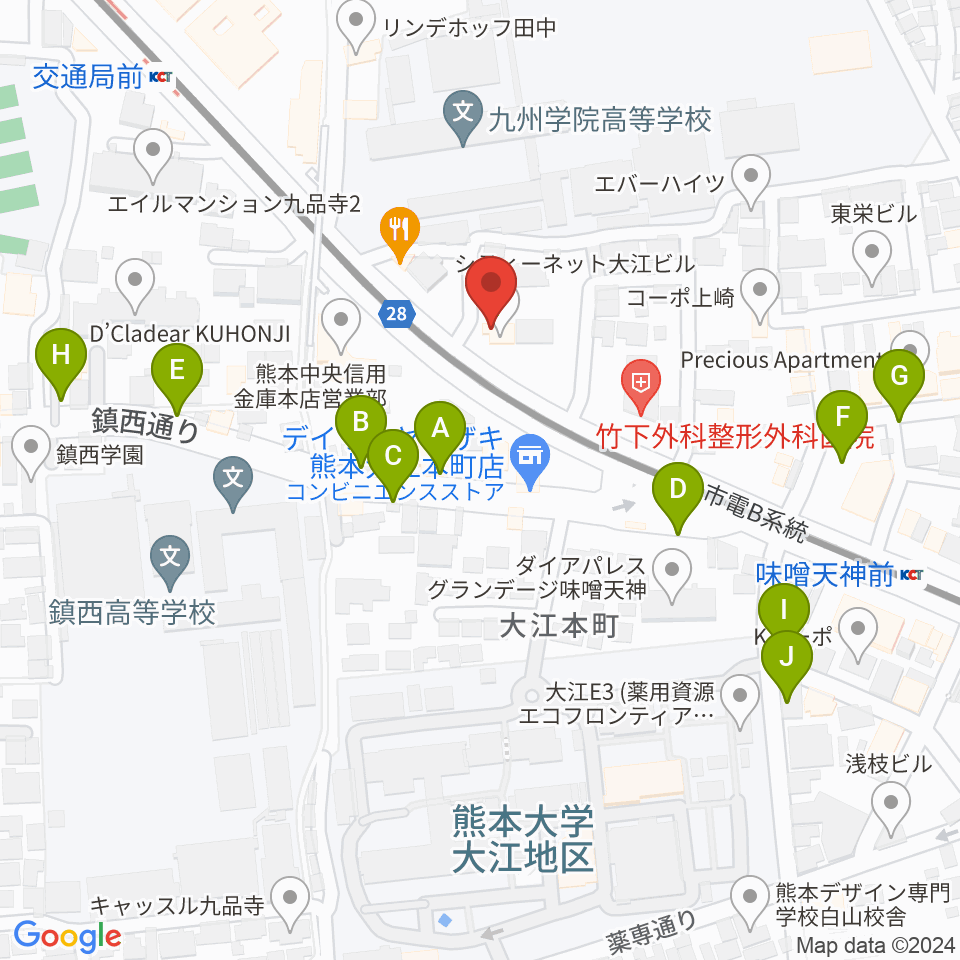 セブンカラーズアーティスト熊本校周辺の駐車場・コインパーキング一覧地図