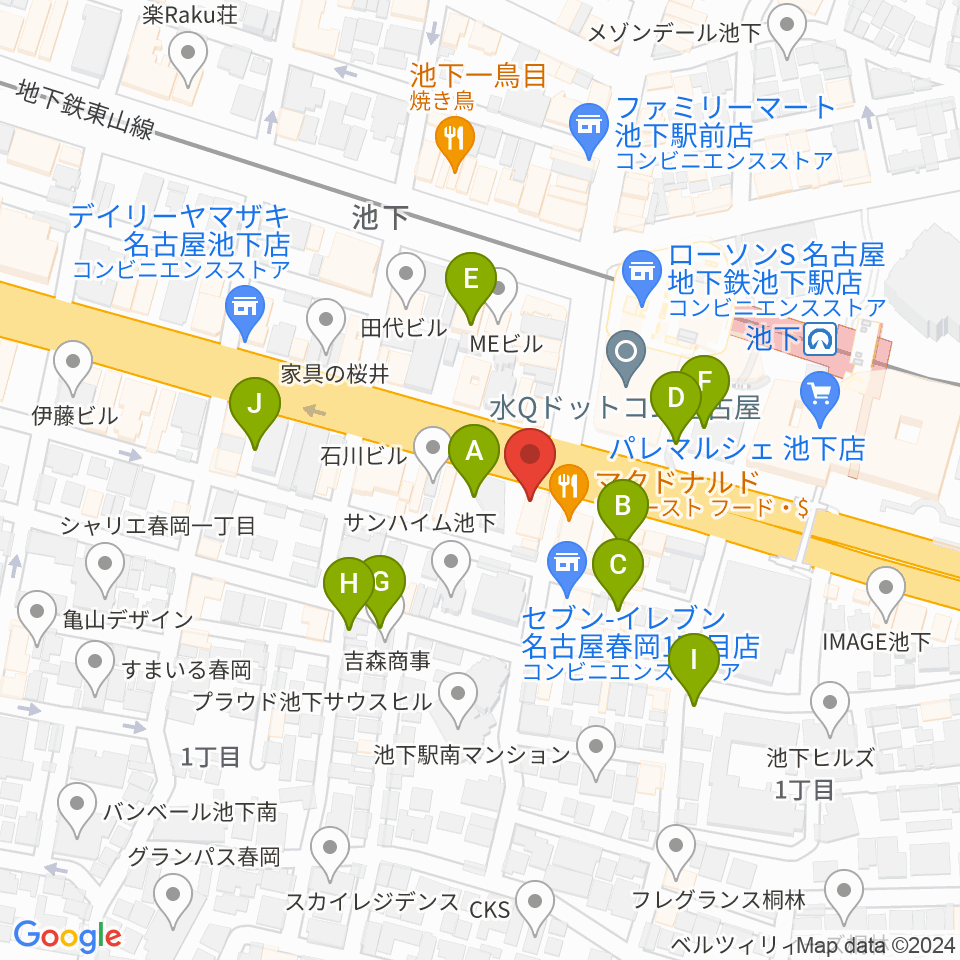 日響楽器 池下店周辺の駐車場・コインパーキング一覧地図