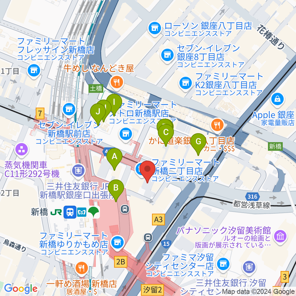 ミュージックアベニュー銀座アネックス周辺の駐車場・コインパーキング一覧地図