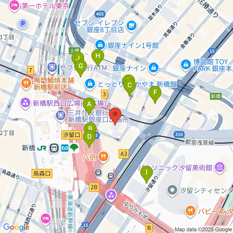 ミュージックアベニュー銀座アネックス周辺の駐車場・コインパーキング一覧地図