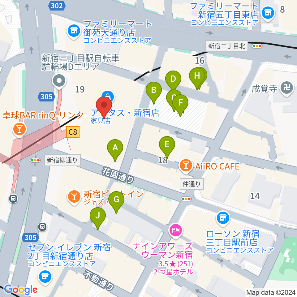 ミュージックアベニュー新宿クラッセ周辺の駐車場・コインパーキング一覧地図