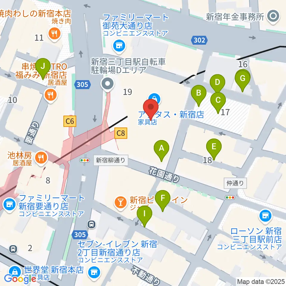 ミュージックアベニュー新宿クラッセ周辺の駐車場・コインパーキング一覧地図