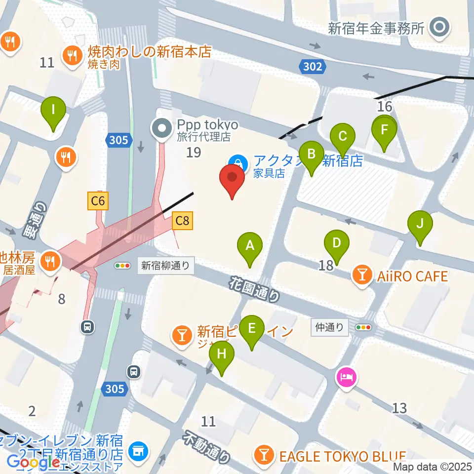 ミュージックアベニュー新宿クラッセ周辺の駐車場・コインパーキング一覧地図