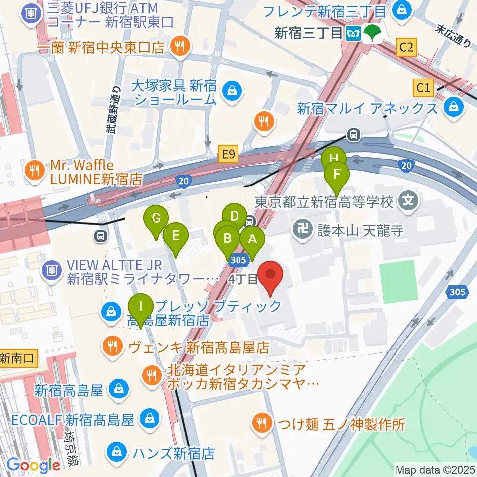 ミュージックアベニュー新宿リフラ・プラス周辺の駐車場・コインパーキング一覧地図