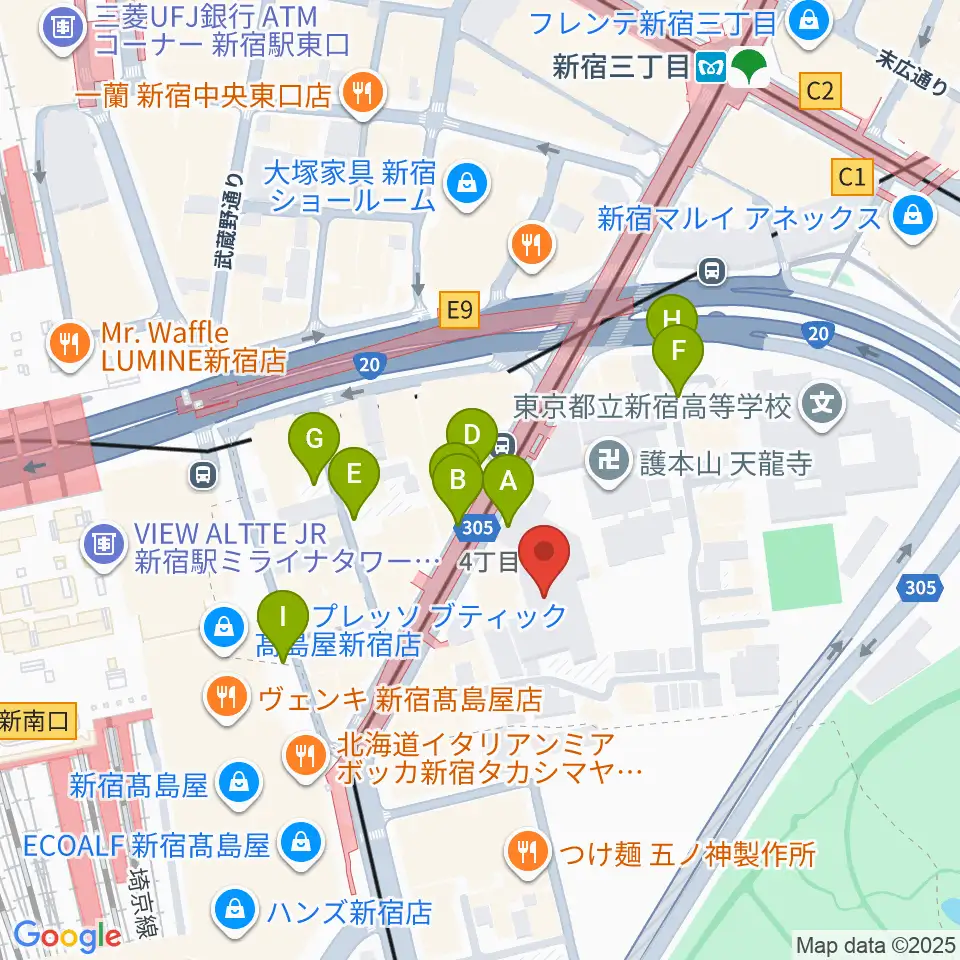 ミュージックアベニュー新宿リフラ・プラス周辺の駐車場・コインパーキング一覧地図