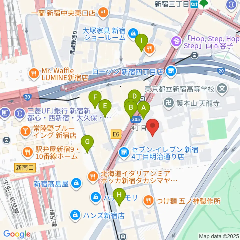 ミュージックアベニュー新宿リフラ・プラス周辺の駐車場・コインパーキング一覧地図