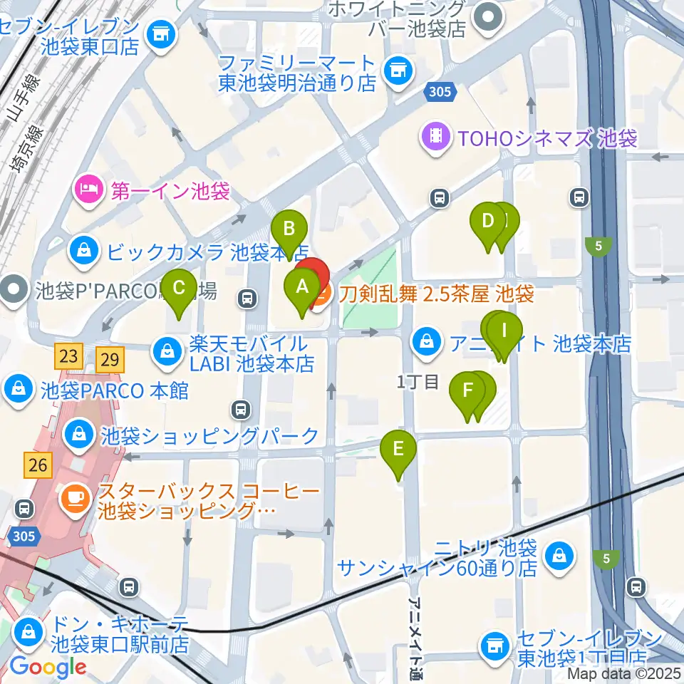ミュージックアベニュー池袋 ヤマハミュージック周辺の駐車場・コインパーキング一覧地図