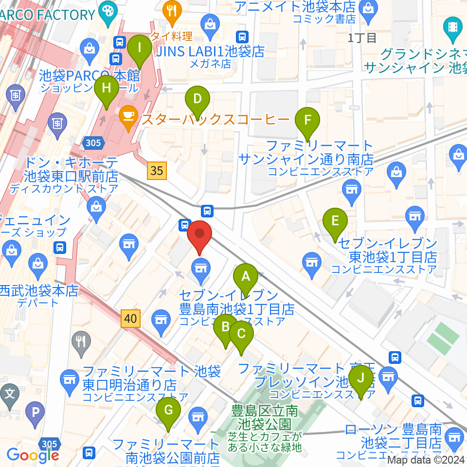 ミュージックスタジオ・フォルテ池袋店周辺の駐車場・コインパーキング一覧地図