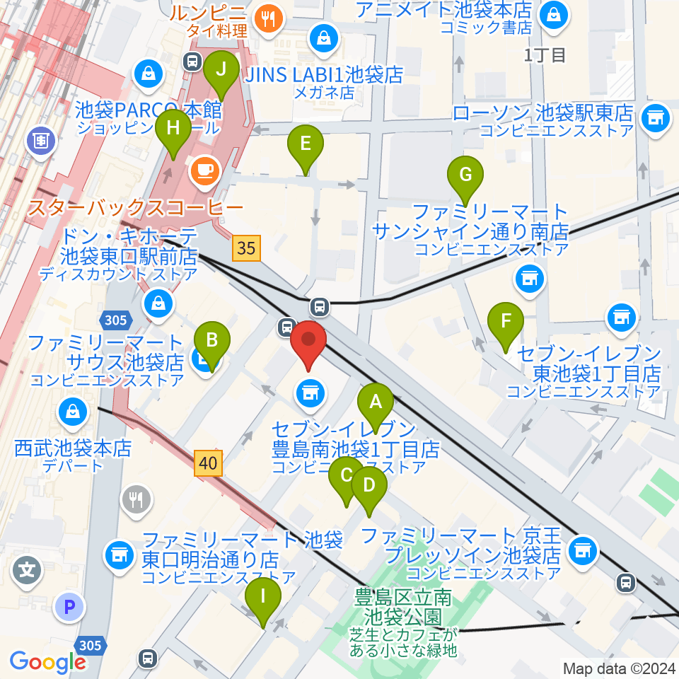 ミュージックスタジオ・フォルテ池袋店周辺の駐車場・コインパーキング一覧地図