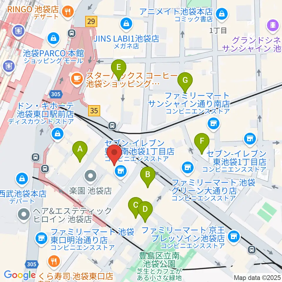 ミュージックスタジオ・フォルテ池袋店周辺の駐車場・コインパーキング一覧地図
