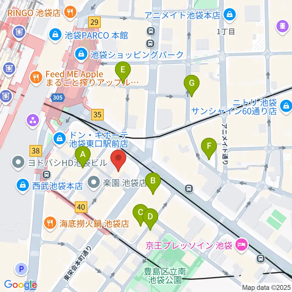 ミュージックスタジオ・フォルテ池袋店周辺の駐車場・コインパーキング一覧地図