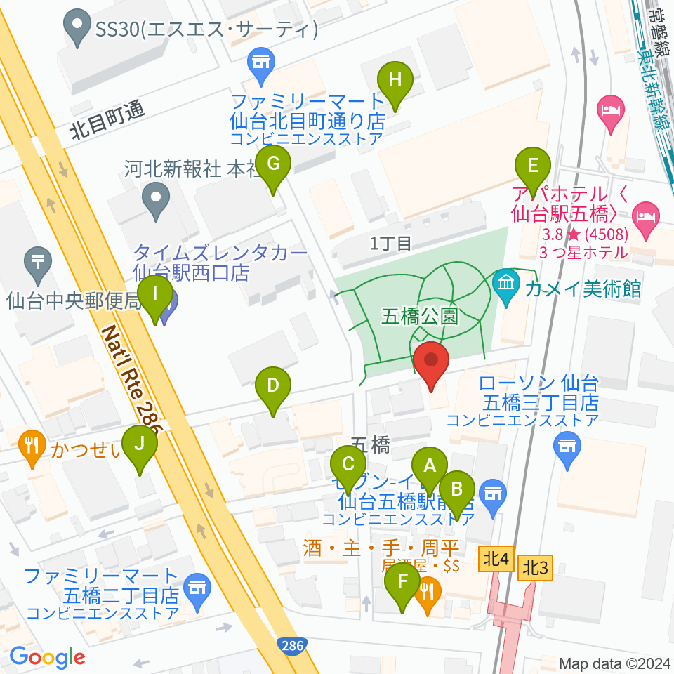 STUDIO B/2 五橋店周辺の駐車場・コインパーキング一覧地図