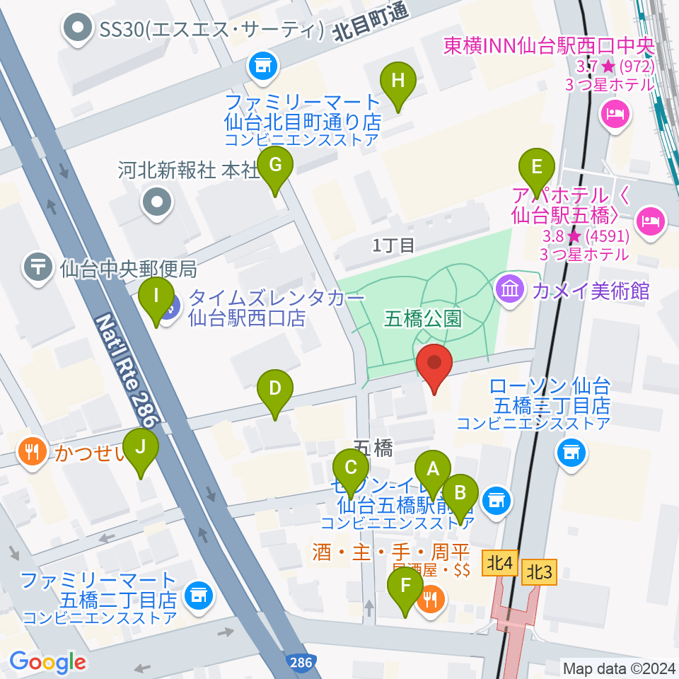 STUDIO B/2 五橋店周辺の駐車場・コインパーキング一覧地図