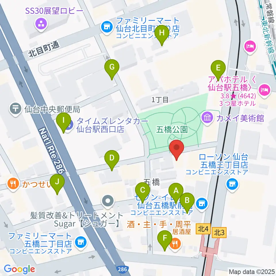 STUDIO B/2 五橋店周辺の駐車場・コインパーキング一覧地図