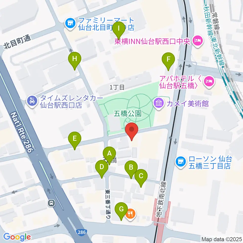 STUDIO B/2 五橋店周辺の駐車場・コインパーキング一覧地図