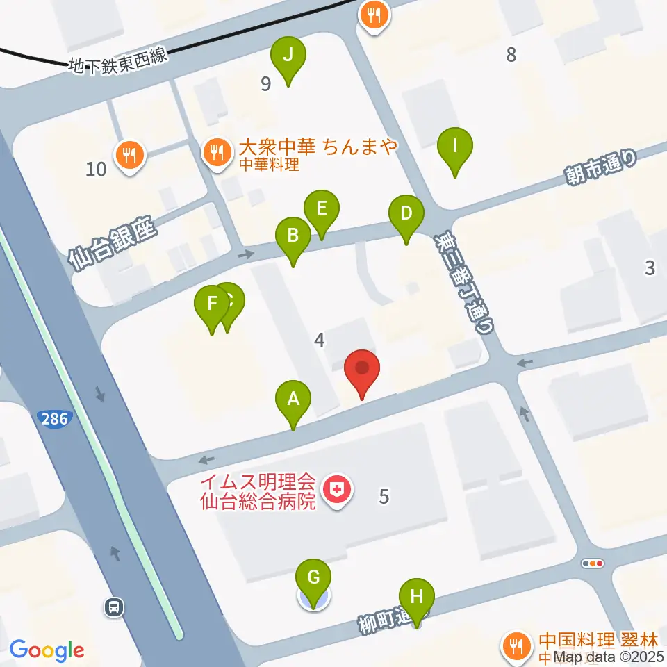 仙台中央音楽センター周辺の駐車場・コインパーキング一覧地図