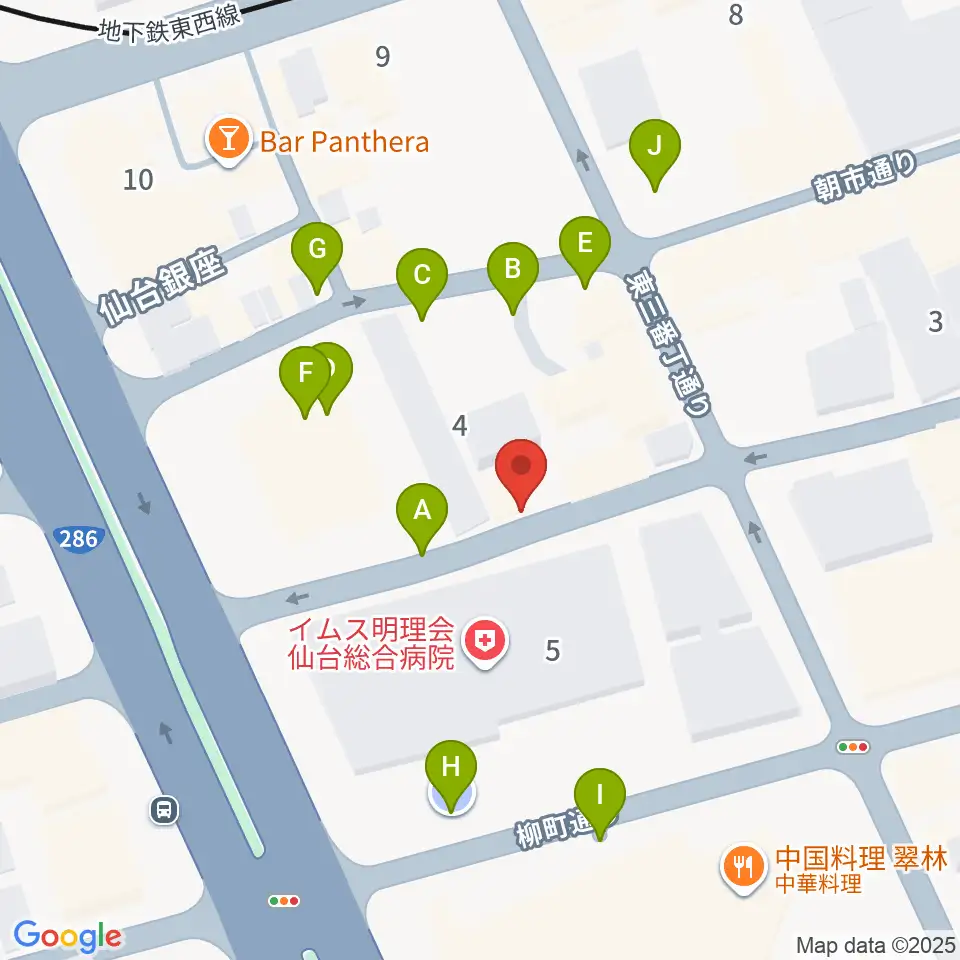 仙台中央音楽センター周辺の駐車場・コインパーキング一覧地図