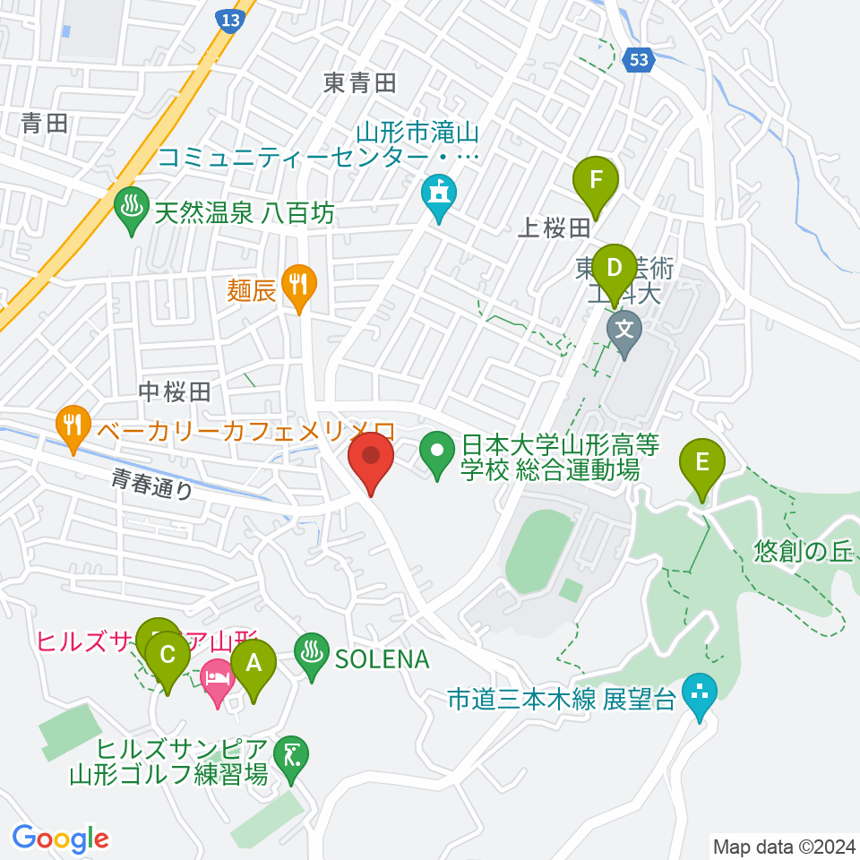 山形サンセットスタジオ周辺の駐車場・コインパーキング一覧地図