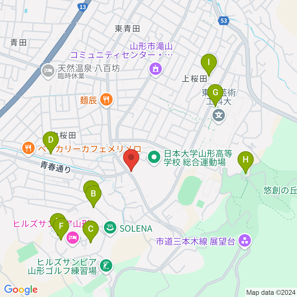 山形サンセットスタジオ周辺の駐車場・コインパーキング一覧地図