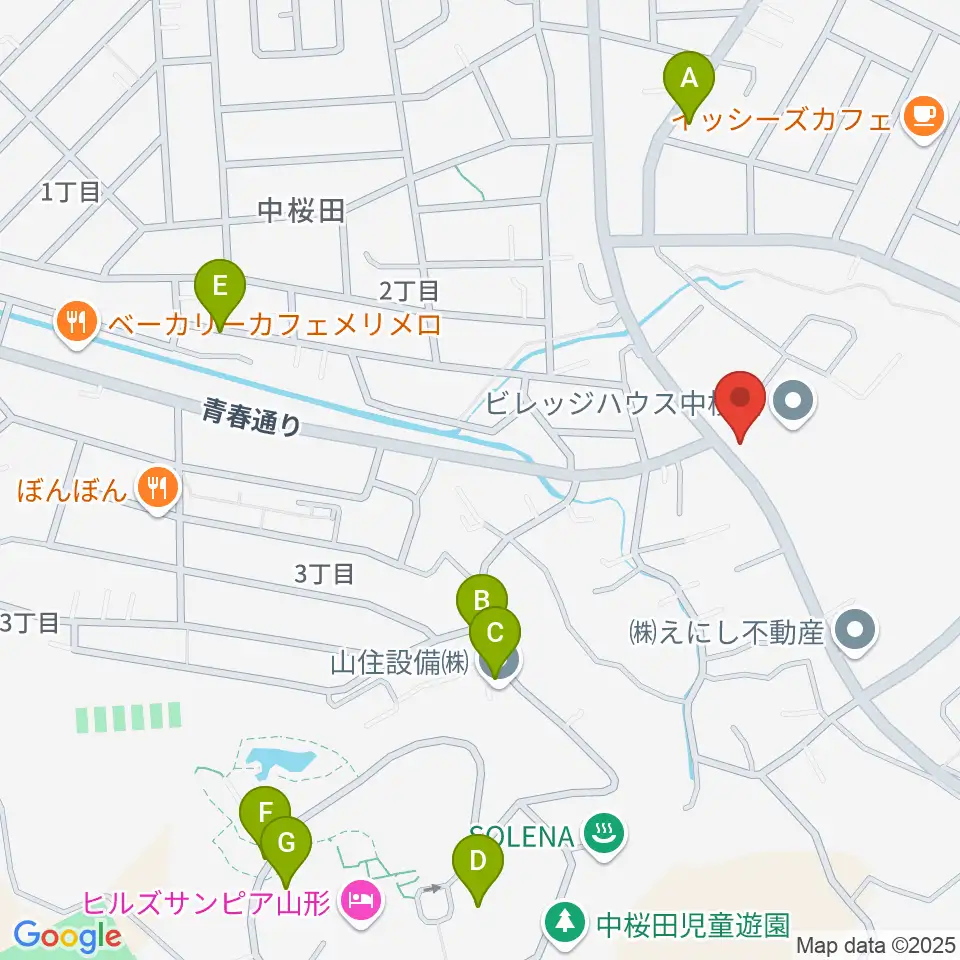 山形サンセットスタジオ周辺の駐車場・コインパーキング一覧地図