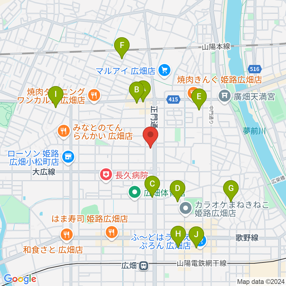 やぎ楽器 広畑店周辺の駐車場・コインパーキング一覧地図